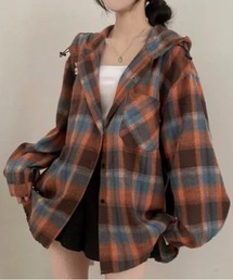 【春コーデ】ゆるシルエットが可愛いチェック柄フードシャツ