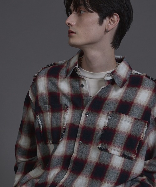 ANEDIST（アンディスト）の「Vintage ombre check shirt / ヴィンテージオンブレーチェックシャツ（シャツ/ブラウス・レディース・ブラック/ブラウン/レッド・L/M）」の13枚目の写真