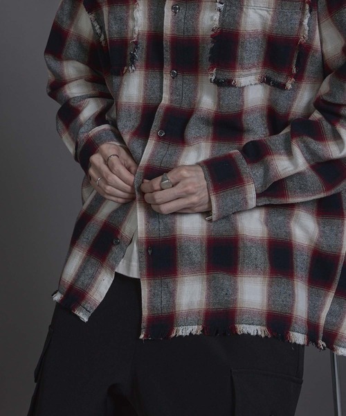 ANEDIST（アンディスト）の「Vintage ombre check shirt / ヴィンテージオンブレーチェックシャツ（シャツ/ブラウス・レディース・ブラック/ブラウン/レッド・L/M）」の14枚目の写真