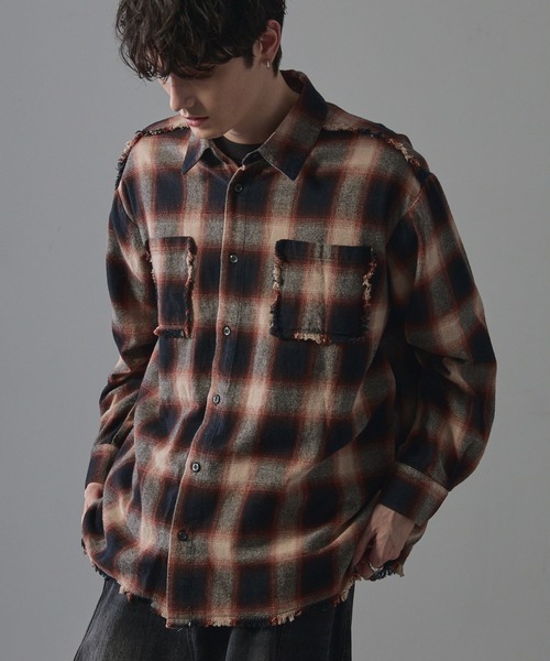 ANEDIST（アンディスト）の「Vintage ombre check shirt / ヴィンテージオンブレーチェックシャツ（シャツ/ブラウス・レディース・ブラック/ブラウン/レッド・L/M）」の16枚目の写真