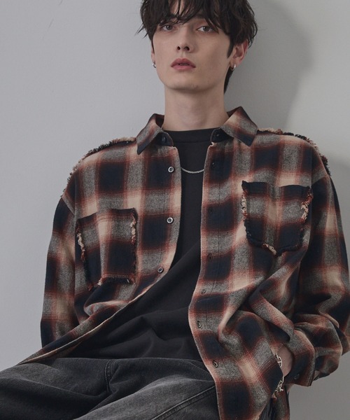 ANEDIST（アンディスト）の「Vintage ombre check shirt / ヴィンテージオンブレーチェックシャツ（シャツ/ブラウス・レディース・ブラック/ブラウン/レッド・L/M）」の17枚目の写真