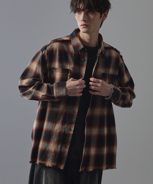 ANEDIST（アンディスト）の「Vintage ombre check shirt / ヴィンテージオンブレーチェックシャツ（シャツ/ブラウス・レディース・ブラック/ブラウン/レッド・L/M）」の18枚目の写真