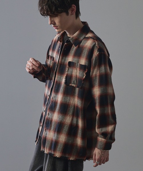 ANEDIST（アンディスト）の「Vintage ombre check shirt / ヴィンテージオンブレーチェックシャツ（シャツ/ブラウス・レディース・ブラック/ブラウン/レッド・L/M）」の20枚目の写真