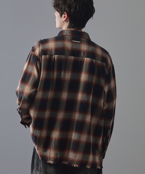 ANEDIST（アンディスト）の「Vintage ombre check shirt / ヴィンテージオンブレーチェックシャツ（シャツ/ブラウス・レディース・ブラック/ブラウン/レッド・L/M）」の22枚目の写真
