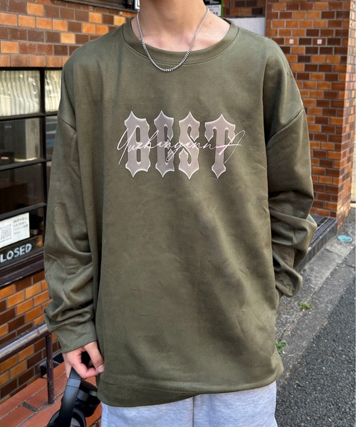 link lot(リンクロット)の「ヴィンテージライクフェイクスウェードグラフィックロプリントスウェット(スウェット・メンズ・ブラウン/グレー/カーキ・M/L)」の13枚目の写真
