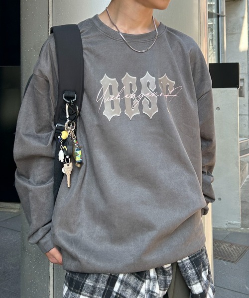 link lot(リンクロット)の「ヴィンテージライクフェイクスウェードグラフィックロプリントスウェット(スウェット・メンズ・ブラウン/グレー/カーキ・M/L)」の6枚目の写真