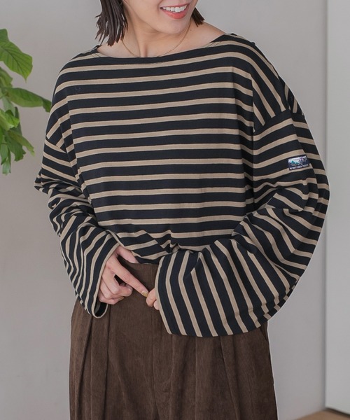 THE CRAFT CREW PRODUCTS(ザクラフトクループロダクツ)の「ボートネックバスクロングスリーブTシャツ【THE CRAFT CREW PRODUCTS】(Tシャツ/カットソー・レディース・ナチュラル/ベージュ系/レッド/オフホワイト/ネイビー/ホワイト系/ブラック・L/M)」の5枚目の写真