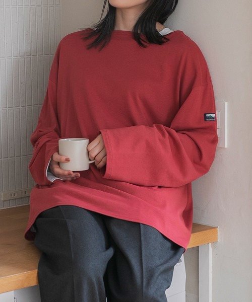 THE CRAFT CREW PRODUCTS(ザクラフトクループロダクツ)の「ボートネックバスクロングスリーブTシャツ【THE CRAFT CREW PRODUCTS】(Tシャツ/カットソー・レディース・ナチュラル/ベージュ系/レッド/オフホワイト/ネイビー/ホワイト系/ブラック・L/M)」の7枚目の写真