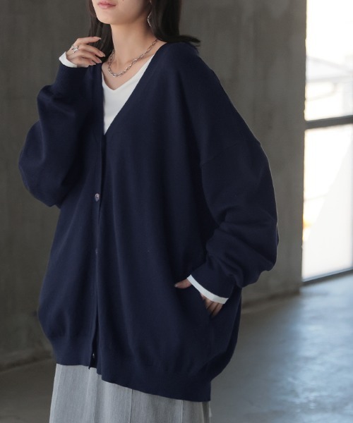 HUG.U(ハグユー)の「チクチクしない ウールライクカーディガン(カーディガン/ボレロ・レディース・ブラック/ベージュ/グレー/カーキ/アイボリー/ダークグレー/ワインレッド/ネイビー/モカ・FREE)」の8枚目の写真