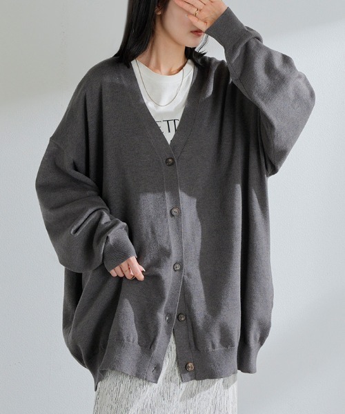 HUG.U(ハグユー)の「チクチクしない ウールライクカーディガン(カーディガン/ボレロ・レディース・ブラック/ベージュ/グレー/カーキ/アイボリー/ダークグレー/ワインレッド/ネイビー/モカ・FREE)」の18枚目の写真
