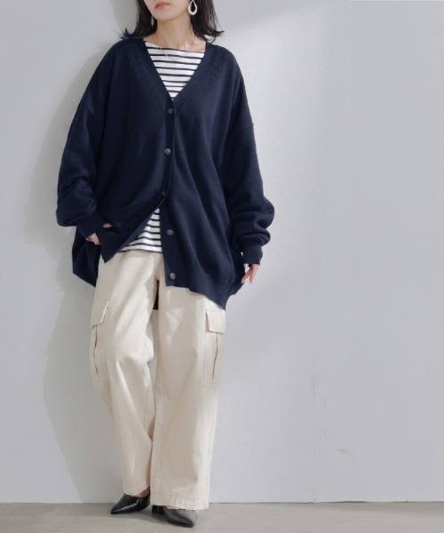 HUG.U(ハグユー)の「チクチクしない ウールライクカーディガン(カーディガン/ボレロ・レディース・ブラック/ベージュ/グレー/カーキ/アイボリー/ダークグレー/ワインレッド/ネイビー/モカ・FREE)」の14枚目の写真