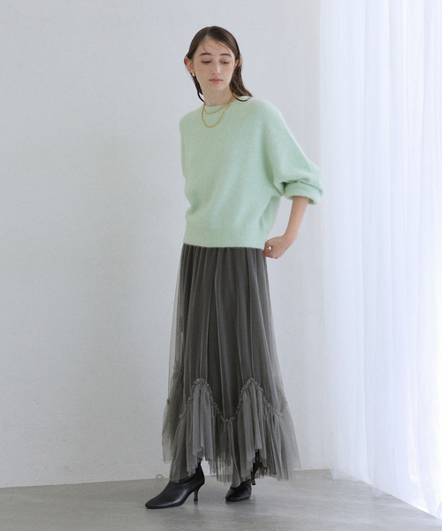 La TOTALITE（ラトータリテ）の「【洗える】ランダムヘム2WAYチュールスカート（スカート・レディース・ブラック/ベージュ・FREE）」の13枚目の写真