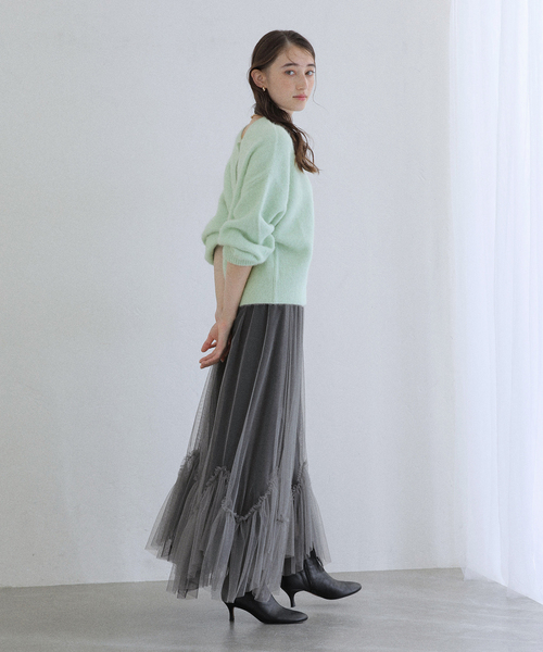 La TOTALITE（ラトータリテ）の「【洗える】ランダムヘム2WAYチュールスカート（スカート・レディース・ブラック/ベージュ・FREE）」の14枚目の写真