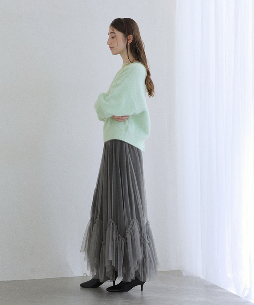 La TOTALITE（ラトータリテ）の「【洗える】ランダムヘム2WAYチュールスカート（スカート・レディース・ブラック/ベージュ・FREE）」の15枚目の写真