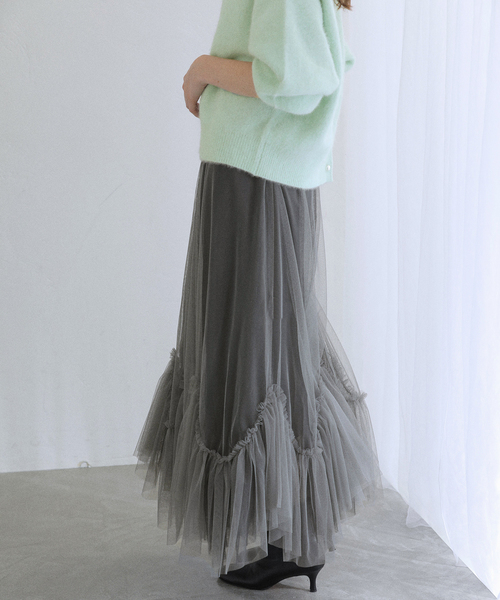 La TOTALITE（ラトータリテ）の「【洗える】ランダムヘム2WAYチュールスカート（スカート・レディース・ブラック/ベージュ・FREE）」の18枚目の写真