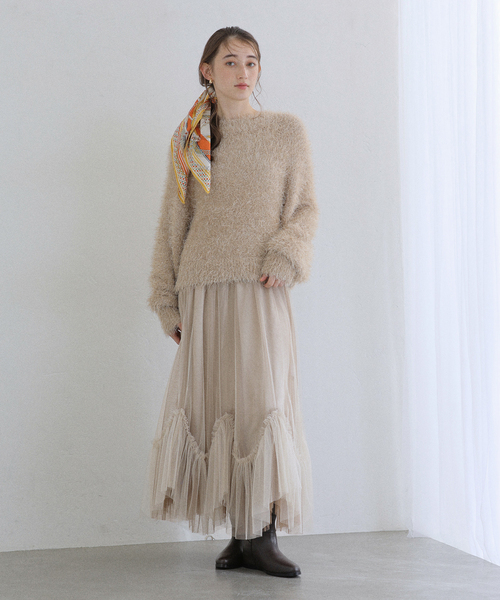 La TOTALITE（ラトータリテ）の「【洗える】ランダムヘム2WAYチュールスカート（スカート・レディース・ブラック/ベージュ・FREE）」の19枚目の写真