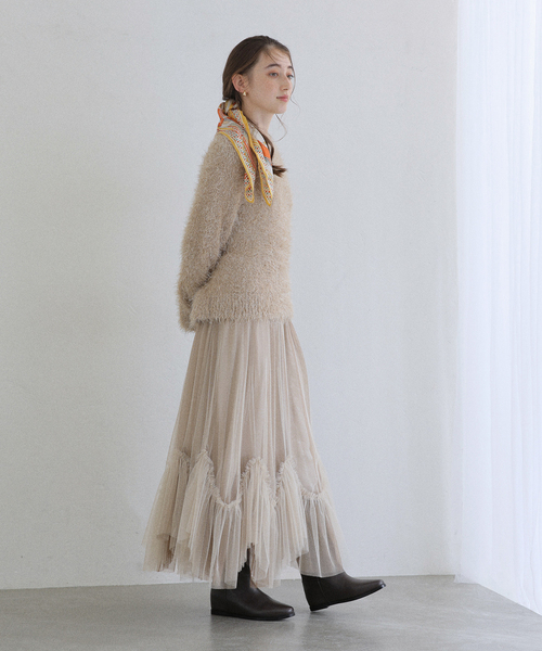 La TOTALITE（ラトータリテ）の「【洗える】ランダムヘム2WAYチュールスカート（スカート・レディース・ブラック/ベージュ・FREE）」の20枚目の写真