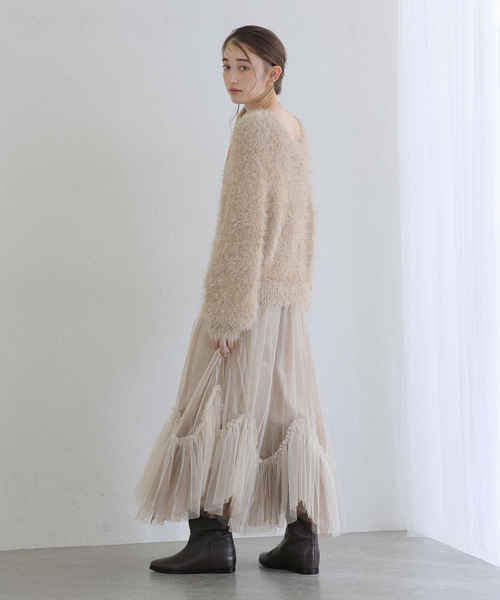 La TOTALITE（ラトータリテ）の「【洗える】ランダムヘム2WAYチュールスカート（スカート・レディース・ブラック/ベージュ・FREE）」の21枚目の写真