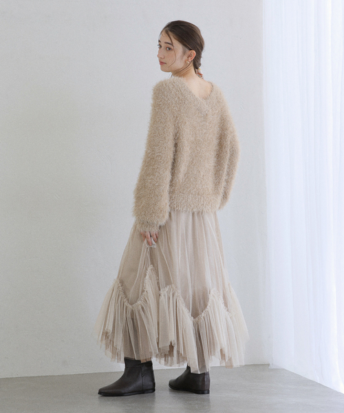 La TOTALITE（ラトータリテ）の「【洗える】ランダムヘム2WAYチュールスカート（スカート・レディース・ブラック/ベージュ・FREE）」の22枚目の写真