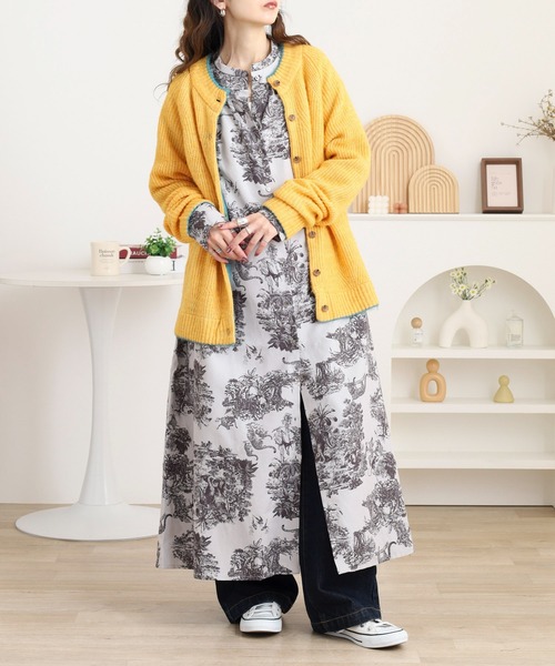 セール】トワルドジュイ柄ヨークギャザーワンピース（ワンピース