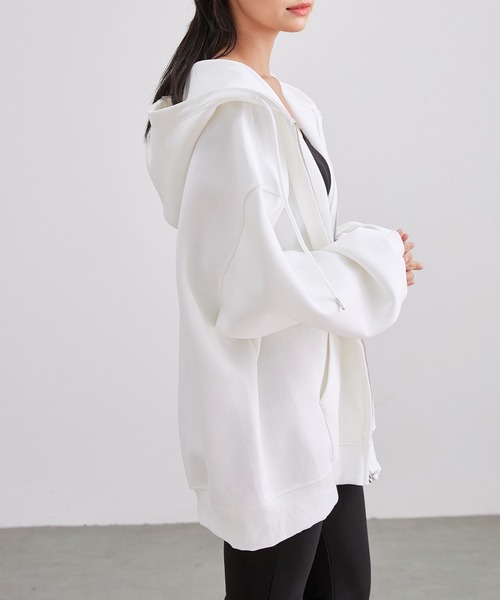 Lace Ladies(レースレディース)の「オーバーサイズ フード付き ジップアップ スウェット トップス(パーカー・レディース・グレー/ブラック/アイボリー・FREE)」の17枚目の写真