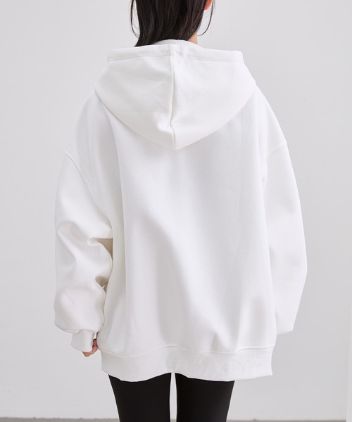 Lace Ladies(レースレディース)の「オーバーサイズ フード付き ジップアップ スウェット トップス(パーカー・レディース・グレー/ブラック/アイボリー・FREE)」の13枚目の写真
