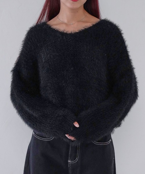Uenui(ウニュイ)の「【 cunii 】 fluffy feather knit pullover(ニット/セーター・レディース・ホワイト/ピンク/ブルー/ブラック/ライトブルー・FREE)」の3枚目の写真
