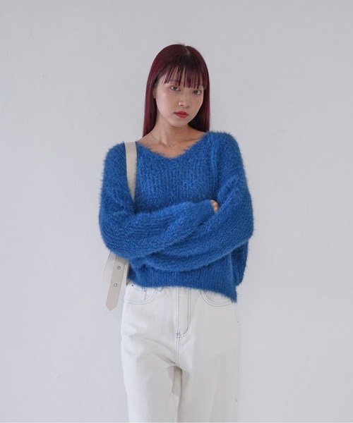 Uenui(ウニュイ)の「【 cunii 】 fluffy feather knit pullover(ニット/セーター・レディース・ホワイト/ピンク/ブルー/ブラック/ライトブルー・FREE)」の11枚目の写真