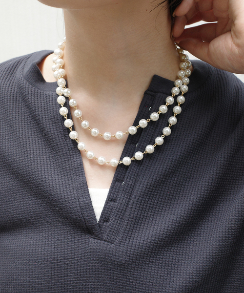 SLOBE IENA(スローブイエナ)の「SLOBE パールチェーンネックレス(ネックレス・レディース・ホワイト・FREE)」の1枚目の写真