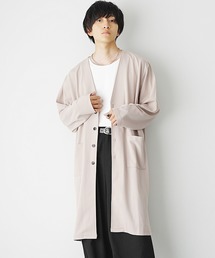 MinoriTY | 【MinoriTY】梨地素材ドレープロングカーディガン ノーカラー メンズ 春服(カーディガン/ボレロ)