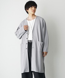 【MinoriTY】梨地素材ドレープロングカーディガン ノーカラー メンズ 春服