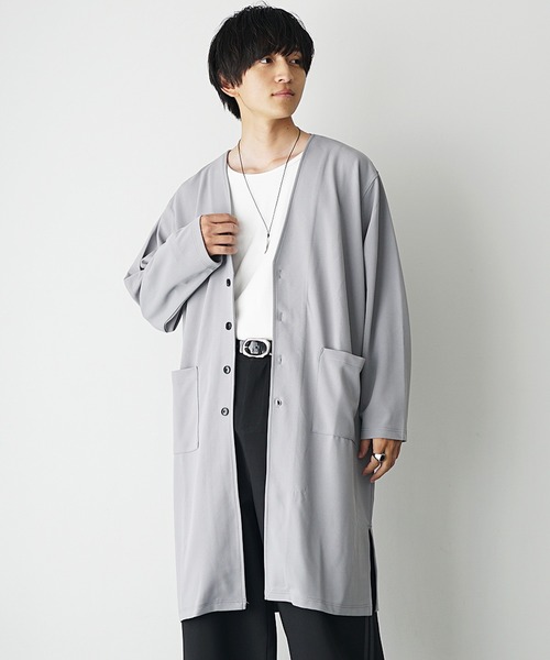 セール】【MinoriTY】梨地素材ドレープロングカーディガン メンズ