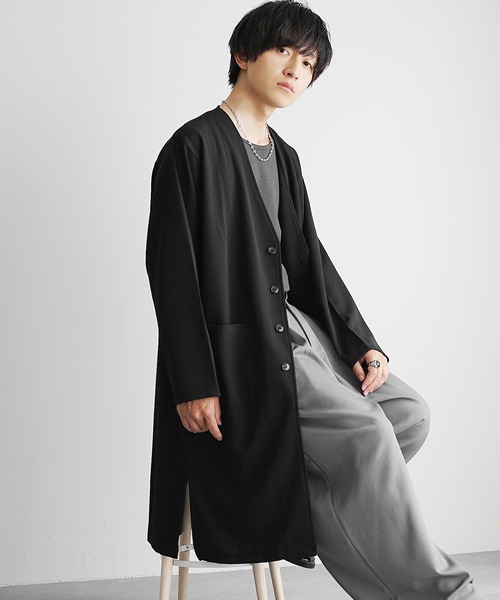 MinoriTY】梨地素材ドレープロングカーディガン メンズ