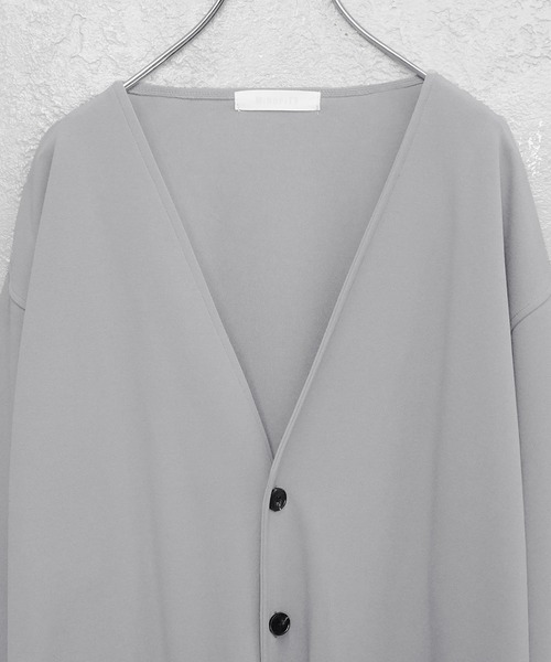MinoriTY(マイノリティ)の「【MinoriTY】梨地素材ドレープロングカーディガン ノーカラー メンズ 春服(カーディガン/ボレロ・メンズ・ブラック/グレー/ベージュ・S/M/L)」の15枚目の写真