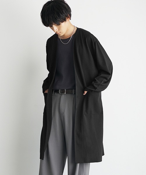 MinoriTY】梨地素材ドレープロングカーディガン メンズ