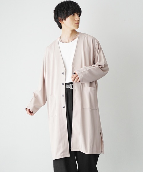 MinoriTY(マイノリティ)の「【MinoriTY】梨地素材ドレープロングカーディガン ノーカラー メンズ 春服(カーディガン/ボレロ・メンズ・ブラック/グレー/ベージュ・S/M/L)」の10枚目の写真