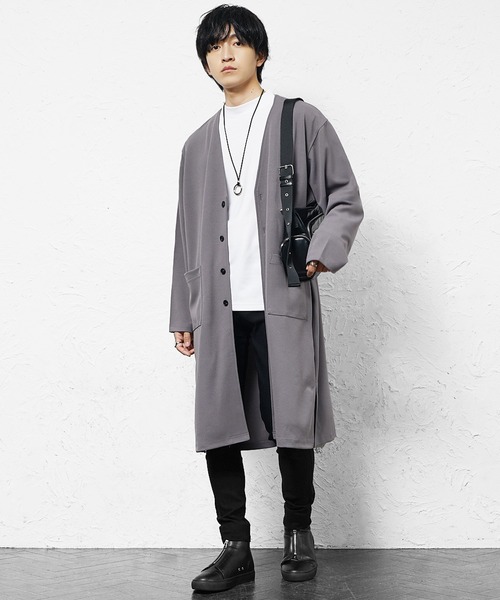 MinoriTY(マイノリティ)の「【MinoriTY】梨地素材ドレープロングカーディガン ノーカラー メンズ 春服(カーディガン/ボレロ・メンズ・ブラック/グレー/ベージュ・S/M/L)」の17枚目の写真