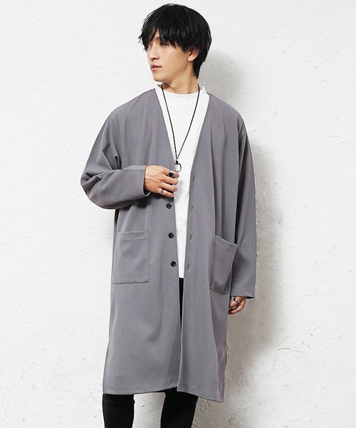 MinoriTY(マイノリティ)の「【MinoriTY】梨地素材ドレープロングカーディガン ノーカラー メンズ 春服(カーディガン/ボレロ・メンズ・ブラック/グレー/ベージュ・S/M/L)」の19枚目の写真