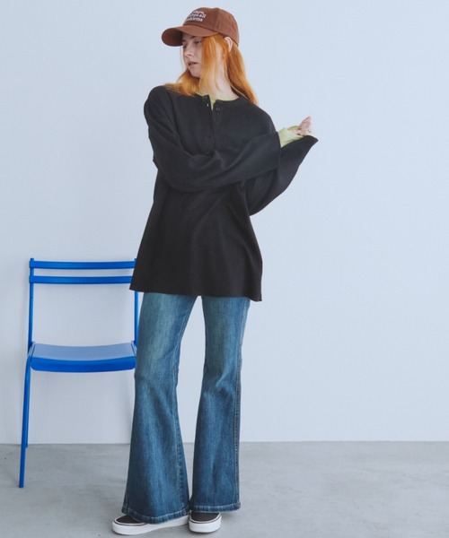 Auntie Rosa Holiday(アンティローザホリデー)の「サーマルヘンリープルオーバー(Tシャツ/カットソー・レディース・ネイビー/ブラック/オフホワイト/グレー・FREE/X-LARGE)」の20枚目の写真