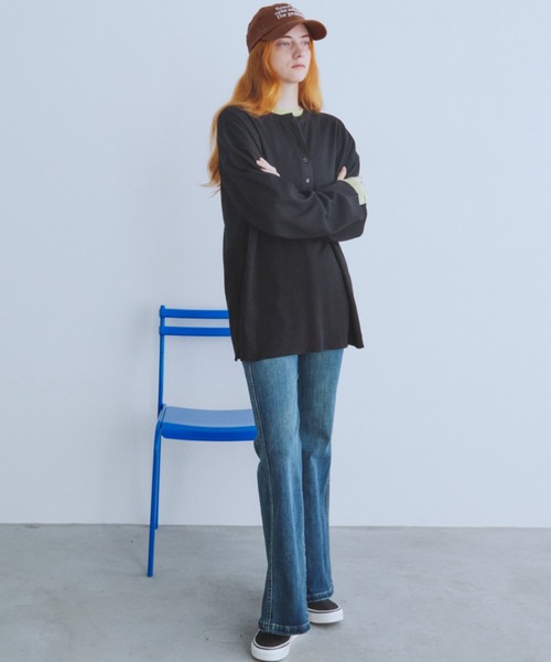 Auntie Rosa Holiday(アンティローザホリデー)の「サーマルヘンリープルオーバー(Tシャツ/カットソー・レディース・ネイビー/ブラック/オフホワイト/グレー・FREE/X-LARGE)」の21枚目の写真