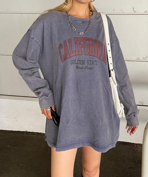 non-hedge(ノンヘッジ)の「ブリーチロゴビッグロンT(Tシャツ/カットソー・レディース・ブルー/オフホワイト/チャコールグレー/ピンク/ブラック・FREE)」の4枚目の写真