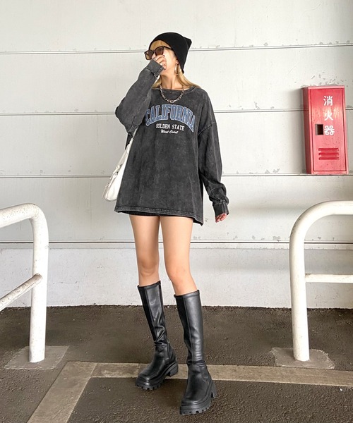 non-hedge(ノンヘッジ)の「ブリーチロゴビッグロンT(Tシャツ/カットソー・レディース・ブルー/オフホワイト/チャコールグレー/ピンク/ブラック・FREE)」の16枚目の写真