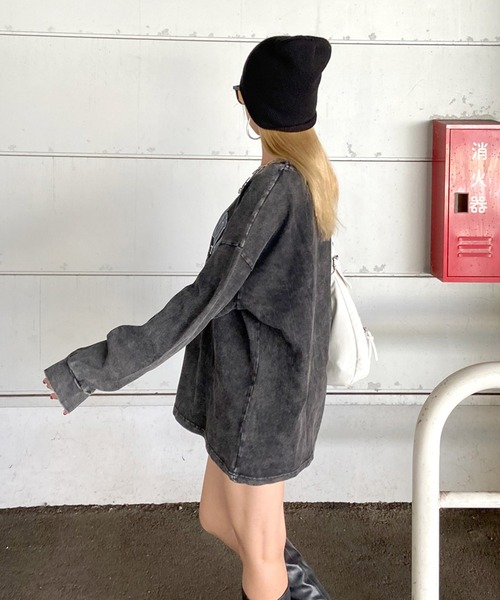non-hedge(ノンヘッジ)の「ブリーチロゴビッグロンT(Tシャツ/カットソー・レディース・ブルー/オフホワイト/チャコールグレー/ピンク/ブラック・FREE)」の18枚目の写真
