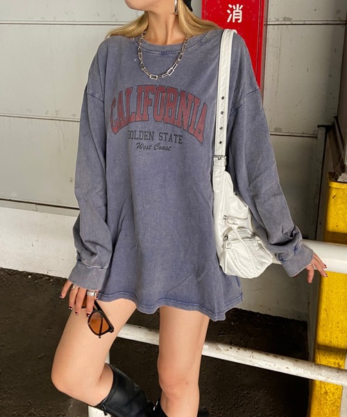 non-hedge(ノンヘッジ)の「ブリーチロゴビッグロンT(Tシャツ/カットソー・レディース・ブルー/オフホワイト/チャコールグレー/ピンク/ブラック・FREE)」の10枚目の写真