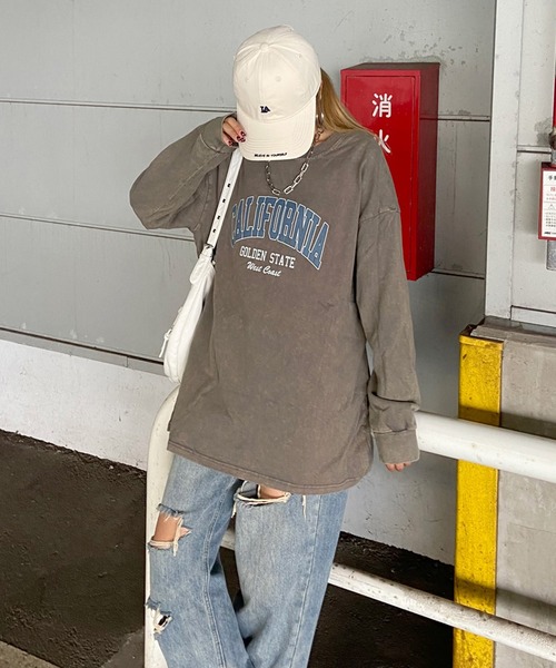 non-hedge(ノンヘッジ)の「ブリーチロゴビッグロンT(Tシャツ/カットソー・レディース・ブルー/オフホワイト/チャコールグレー/ピンク/ブラック・FREE)」の7枚目の写真