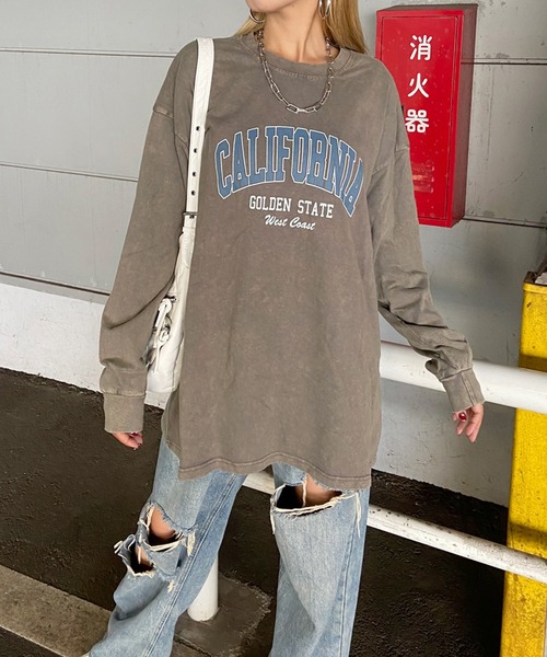 non-hedge(ノンヘッジ)の「ブリーチロゴビッグロンT(Tシャツ/カットソー・レディース・ブルー/オフホワイト/チャコールグレー/ピンク/ブラック・FREE)」の8枚目の写真