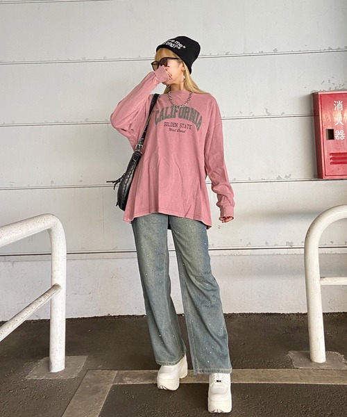 non-hedge(ノンヘッジ)の「ブリーチロゴビッグロンT(Tシャツ/カットソー・レディース・ブルー/オフホワイト/チャコールグレー/ピンク/ブラック・FREE)」の14枚目の写真
