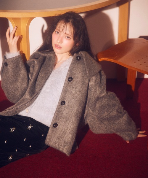 アウター総選挙1位】ビッグカラーモモンガシャギーショートコート