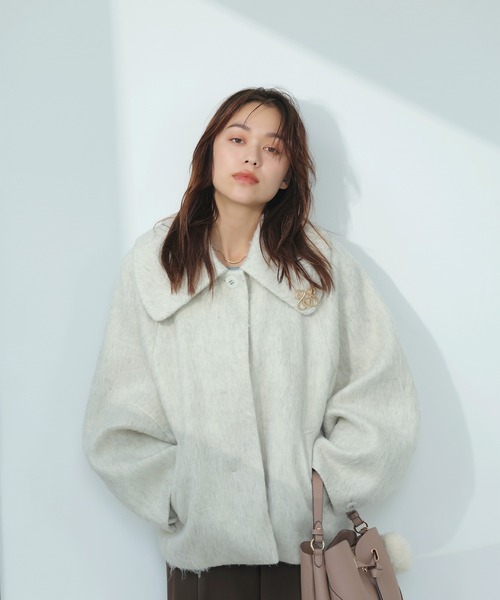 VIS ビス　 【アウター総選挙1位】ビッグカラーモモンガショートコート アウター総選挙1位】ビッグカラーモモンガシャギーショートコート