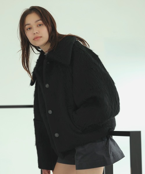 アウター総選挙1位】ビッグカラーモモンガシャギーショートコート